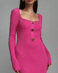 Striking Fuchsia Ribbed Midi Dress