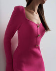 Striking Fuchsia Ribbed Midi Dress