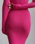 Striking Fuchsia Ribbed Midi Dress