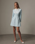 Vintage Lace-Collar Dress in Pastel Blue