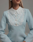 Vintage Lace-Collar Dress in Pastel Blue