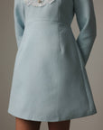 Vintage Lace-Collar Dress in Pastel Blue