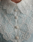 Vintage Lace-Collar Dress in Pastel Blue