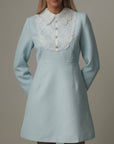 Vintage Lace-Collar Dress in Pastel Blue