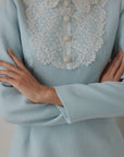 Vintage Lace-Collar Dress in Pastel Blue