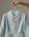 Vintage Lace-Collar Dress in Pastel Blue