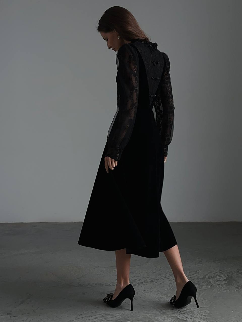 Velvet Lace Illusion Dress