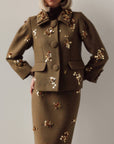 Golden Olive Embellished Suit Set