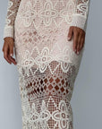 Lace Detail Cream Midi Dress.