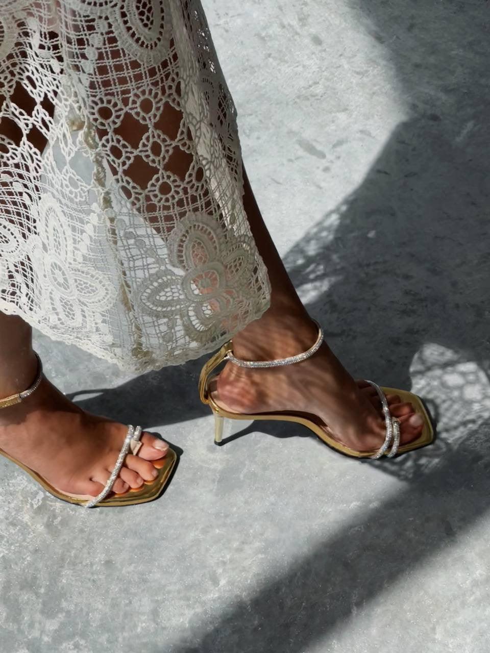 Lace Detail Cream Midi Dress.