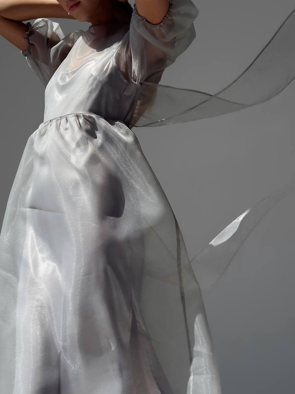 grey tulle midi dress Philosophy Di Lorenzo Serafini Tulle Midi Dress