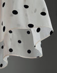 Polka Dot Chiffon Detail Black Midi Dress.