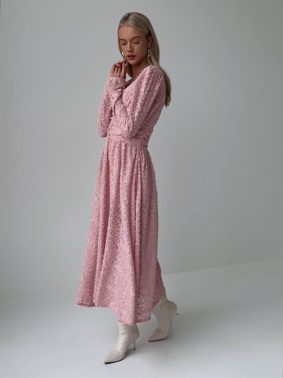 Blush Elegance Textured Midi Dress.