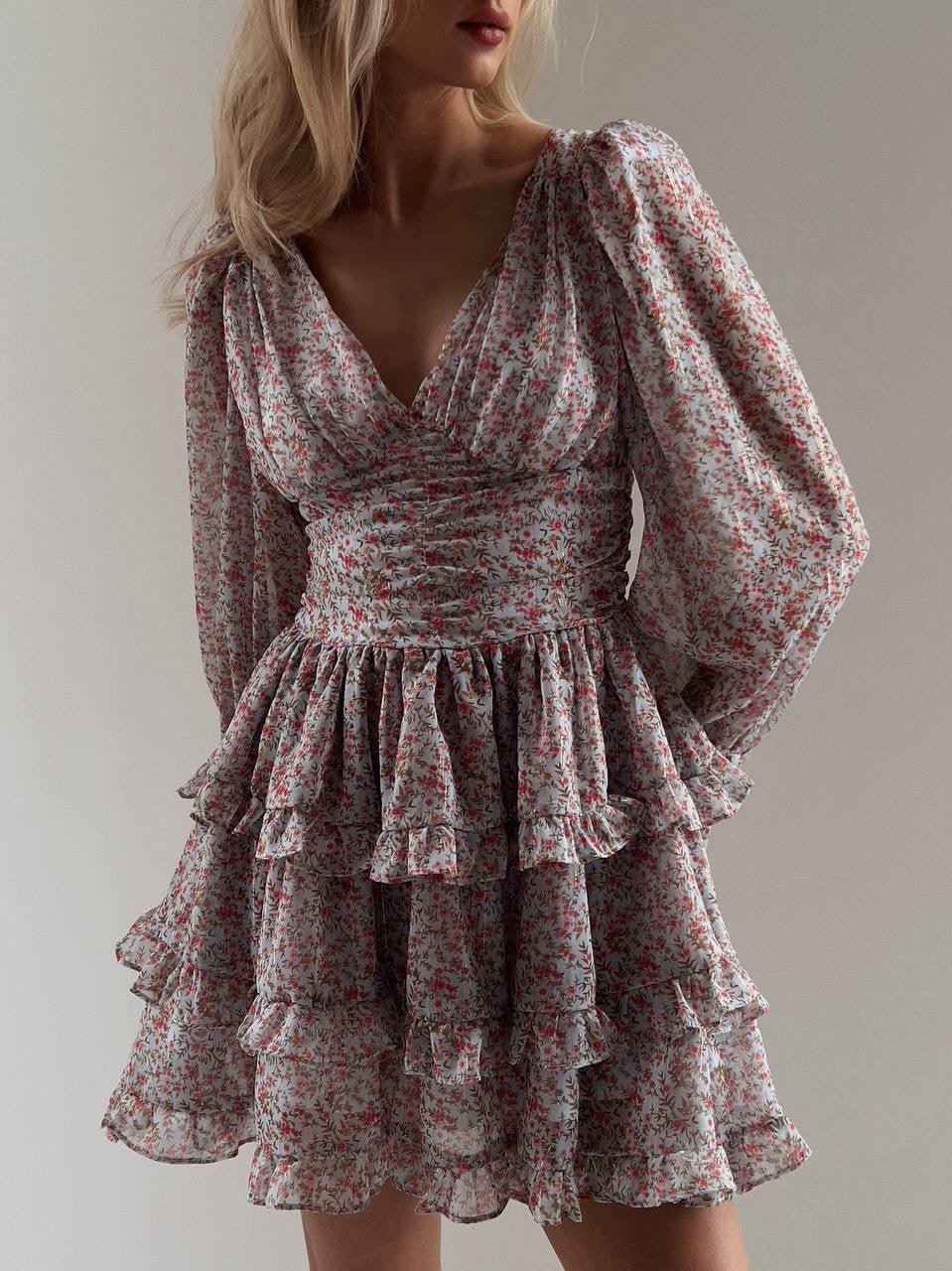 Floral Chiffon Mini Dress.