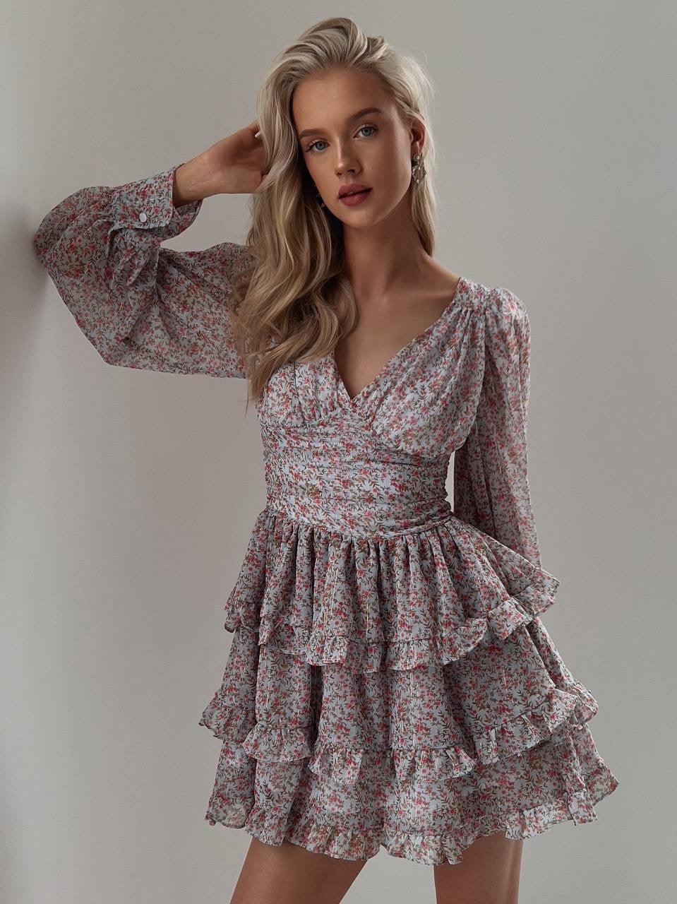 Floral Chiffon Mini Dress.