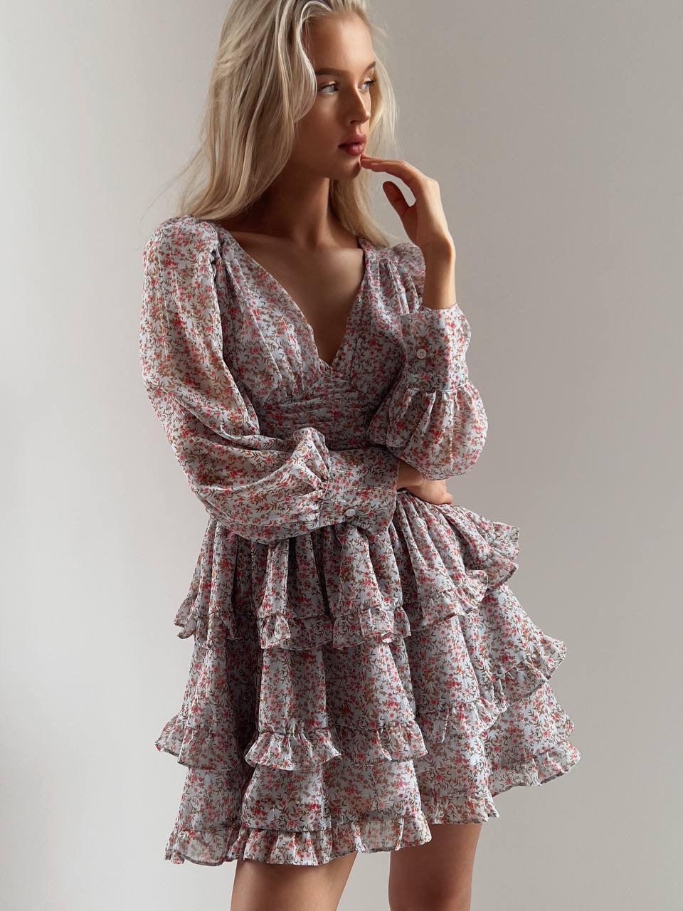 Floral Chiffon Mini Dress.