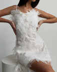 Feathered Elegance Mini Dress.