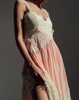 Lace Detail Pink Asymmetric Dress.