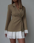 Elegant Blazer-Style Dress with Pleated Skirt.