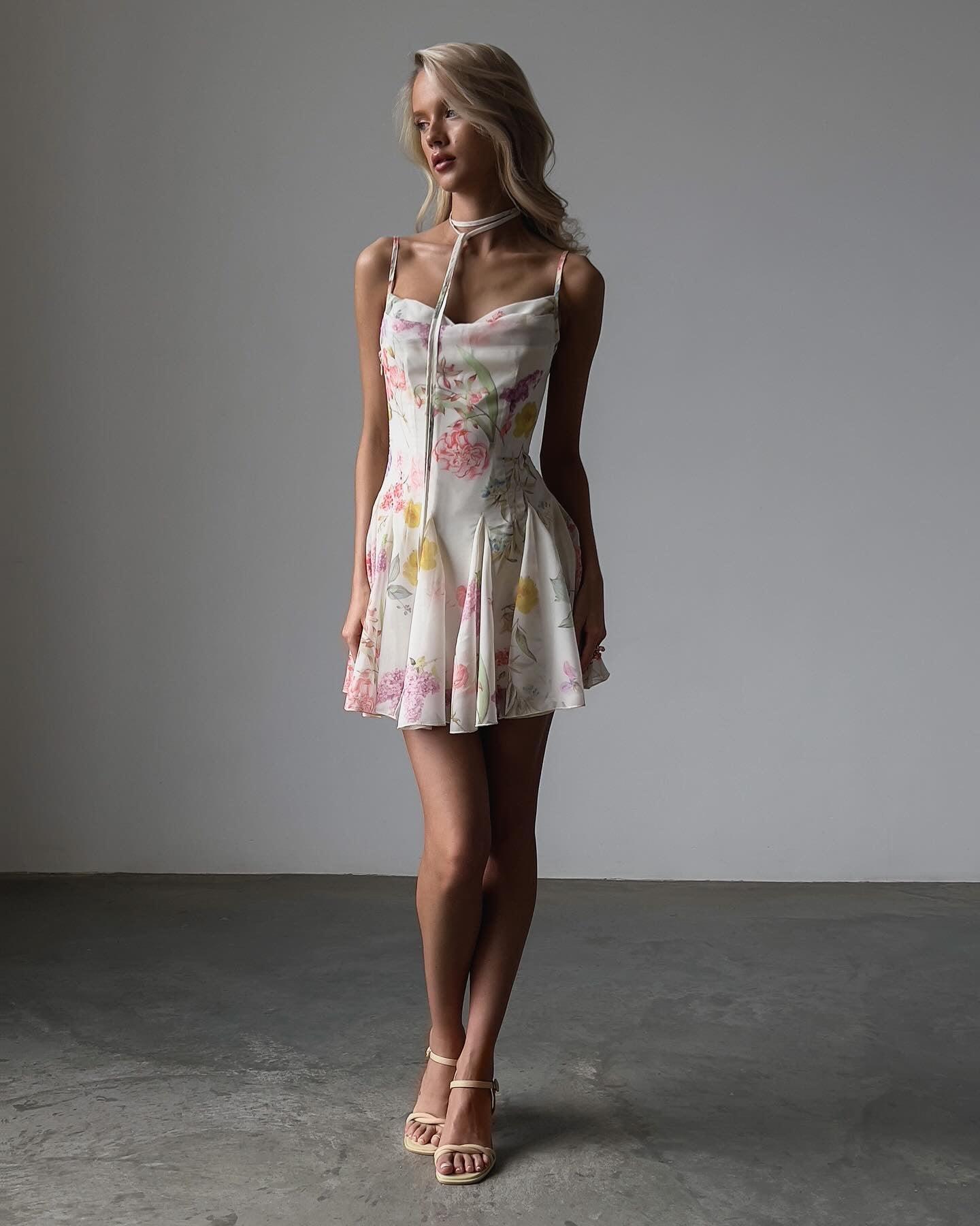 Floral Print Spaghetti Strap Mini Dress.