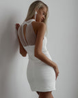 Halter Neck White Bodycon Mini Dress.