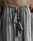 Bohemian Style Grey Linen Maxi Dress.