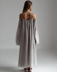 Bohemian Style Grey Linen Maxi Dress.