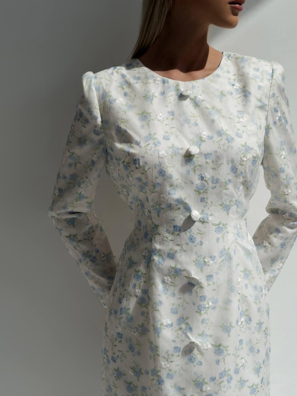 Floral Long Sleeve Pleated Dress.