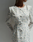 Floral Long Sleeve Pleated Dress.