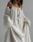 Bohemian Style White Cotton Maxi Dress.