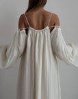 Bohemian Style White Cotton Maxi Dress.