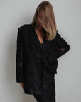 Black Textured Oversized Jacket