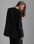 Black Textured Oversized Jacket