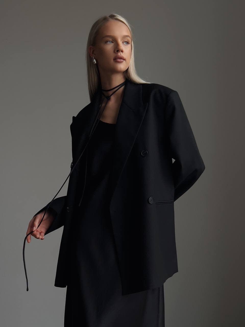 Elegant Black Oversize Jacket - GodBlessDress