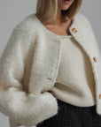 Soft Textured White Plush Jacket