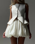 Elegant White Bubble Skirt