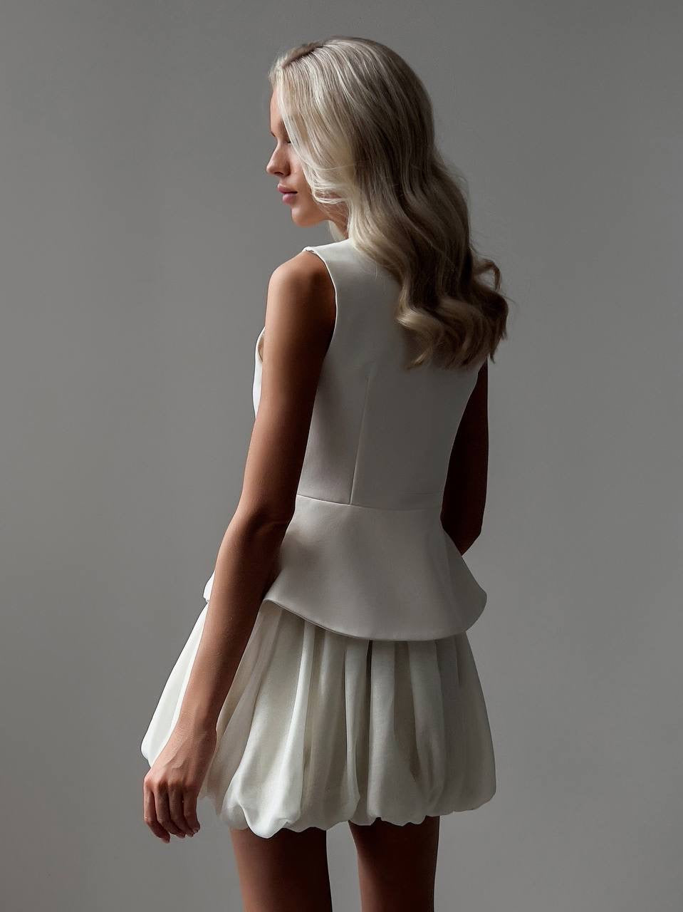 Elegant White Bubble Skirt