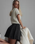 Textured Black A-Line Skirt