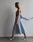 Blue Gingham Crop Top and Midi Skirt Set - GodBlessDress