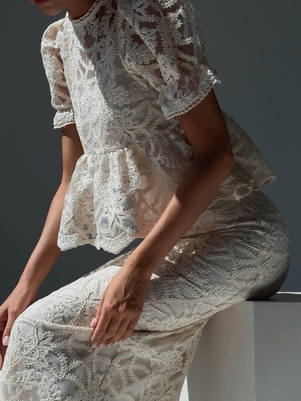 Elegant Lace Midi Suit - GodBlessDress