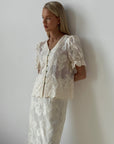 Elegant White Lace Detail Suit - GodBlessDress