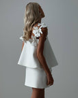 White Mini Suit with Floral Details - GodBlessDress