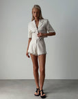 Elegant Beige Short Suit - GodBlessDress