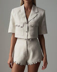 Elegant Beige Short Suit - GodBlessDress