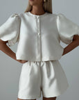 Elegant White Two-Piece Suit - GodBlessDress