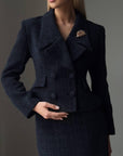 Elegant Dark Blue Suit Dress - GodBlessDress