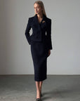 Elegant Dark Blue Suit Dress - GodBlessDress