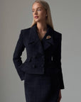 Elegant Dark Blue Suit Dress - GodBlessDress