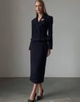 Elegant Dark Blue Suit Dress - GodBlessDress