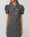 Elegant Gray Crop Jacket Dress - GodBlessDress